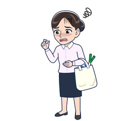 Housewife who came in a pink Y-shirt