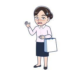 Housewife who came in a pink Y-shirt