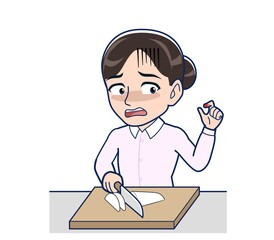 Housewife who came in a pink Y-shirt