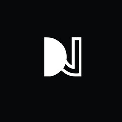 Creative Professional Trendy and Minimal Letter DJ DN DW Logo Design in Black and White Color, Initial Based Alphabet Icon Logo in Editable Vector Format