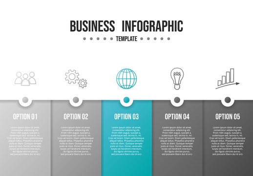 Gray infographic with business icons. Diagram. Vector