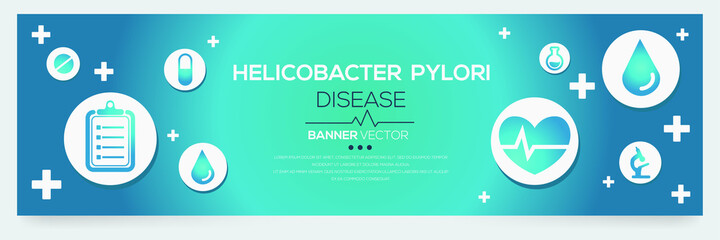 Fototapeta na wymiar Creative (Helicobacter Pylori) disease Banner Word with Icons ,Vector illustration.