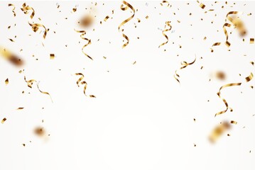 Gold confetti background, isolated on transparent background