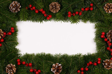 Fototapeta na wymiar Christmas frame of tree branches