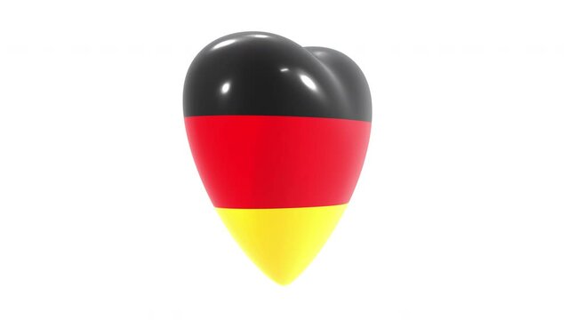 360-degree seamless looping spin of the Federal Republic of Germany heart rendered in UHD, alpha matte is included