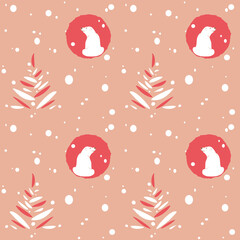 seamless pattern with polar bear and fir