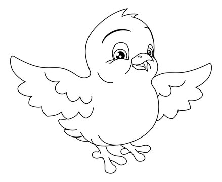 An Easter chick coloring book black and white cartoon character outline
