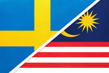Sweden and Malaysia, symbol of national flags from textile.