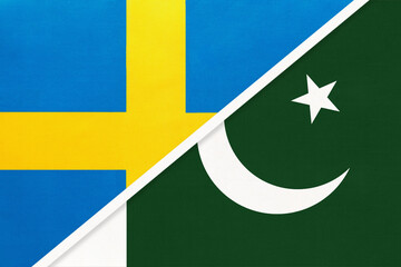 Sweden and Pakistan, symbol of national flags from textile.