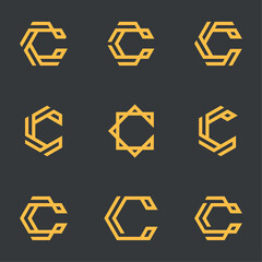 Initial Letter C or CC modern set logo icon design template elements.