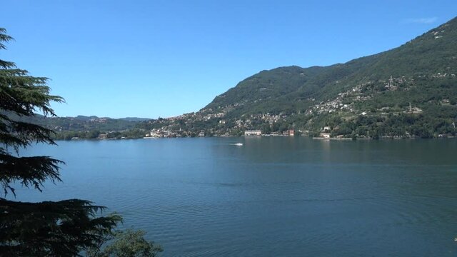 Landscape of Como lake. Panoramic view. 4K resolution