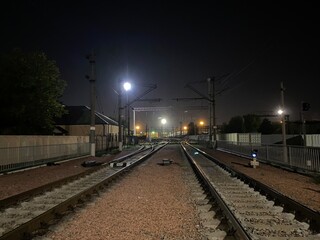 Naklejka na ściany i meble railway at night