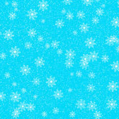 White snowflakes on turquoise background. Christmas background.