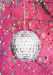 retro disco ball with stars