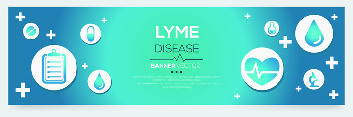 Creative (Lyme) disease Banner Word with Icons ,Vector illustration.	