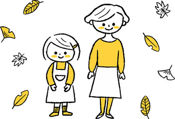 母と子ども_秋