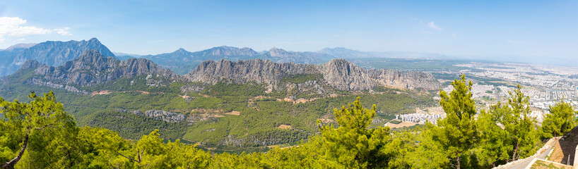 Fototapeta na wymiar View from Tunektepe Cable car on mountains near Antalya in Turkey
