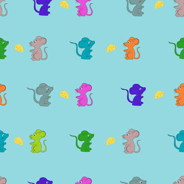 Mouse blue seamless pattern 