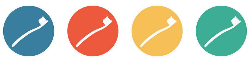 Bunter Banner mit 4 Buttons: Zahnbürste, Zahnpflege oder Zahnpflege
