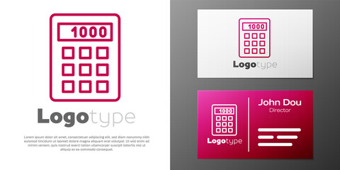 Logotype line Calculator icon isolated on white background. Accounting symbol. Business calculations mathematics education and finance. Logo design template element. Vector.