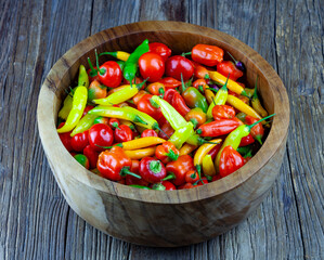 Assorted fresh and fiery hot chili peppers