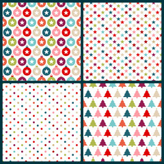 Set Vier Endlosmuster Weihnachten Bunt