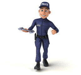 Fun 3D illustration of a cartoon Police Officer