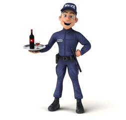 Fun 3D illustration of a cartoon Police Officer