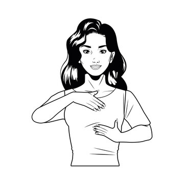 recommend clip art: woman doing breast self exam pop art line style