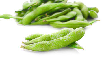 edamame beans isolated on white background. full depth of field