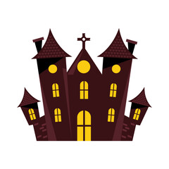 halloween dark castle isolated icon