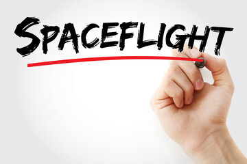 Spaceflight text with marker, concept background