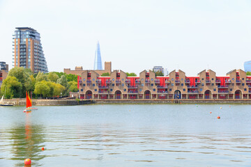 Dockside apartments at Shadwell Basin, part of London Docks in London