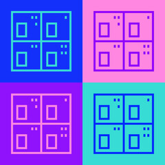 Pop art line Periodic table of the elements icon isolated on color background. Vector.