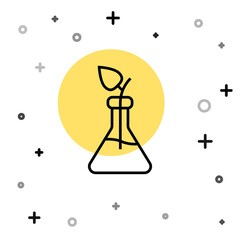 Black line Plant breeding icon isolated on white background. Plants growing in the test tubes. Organic food ,agriculture and hydroponic. Random dynamic shapes. Vector.