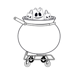 halloween cauldron shopping cart and bags