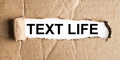 text life, TEXT ON that white paper on torn paper