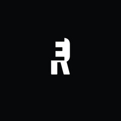 Creative Professional Trendy and Minimal Letter ER RE Logo Design in Black and White Color, Initial Based Alphabet Icon Logo in Editable Vector Format