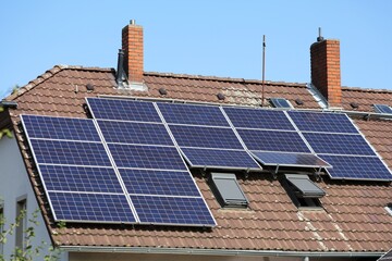 Fototapeta premium Solar panels on house roof