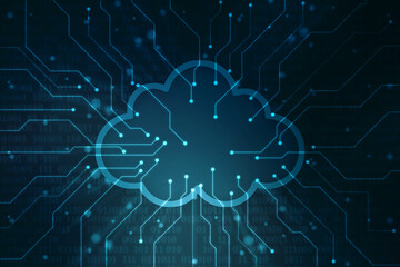 2d illustration of Cloud computing, Cloud Computing Concept, Cloud computing technology internet concept background
