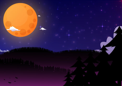 night background with moon and dark color