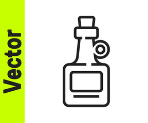 Black line Alcohol drink Rum bottle icon isolated on white background. Vector.