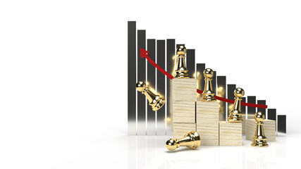 gold chess and chart for business content 3d rendering..