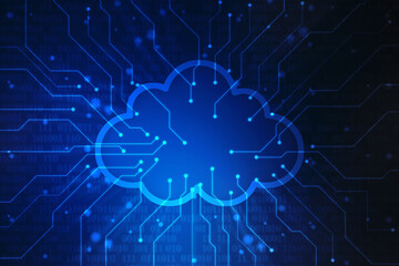 2d illustration of Cloud computing, Cloud Computing Concept, Cloud computing technology internet concept background