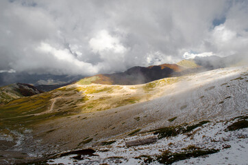 Clouds over the mountains in the autumn