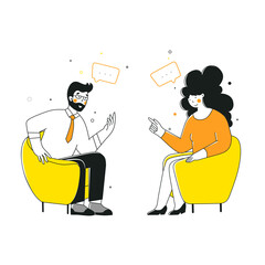 Cartoon character office planning meeting for concept design