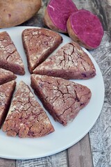 Homemade vegan gluten free purple sweet potato scones
