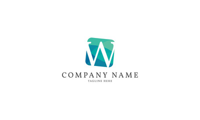 letter W modern square logo template