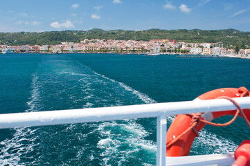 Carloforte from ship, St Pietro Island, Carbonia - Iglesias district, Sardinia, Italy, Europe