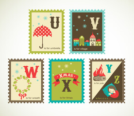 Merry Christmas and Happy New Year Alphabet 